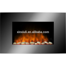 wall mounted fireplace with pebble fuel effect
